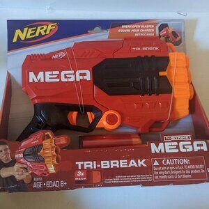 NWT NERF Tri-Break Mega Blaster Gun + 3 Foam Darts Hasbro New on Package Age 8+